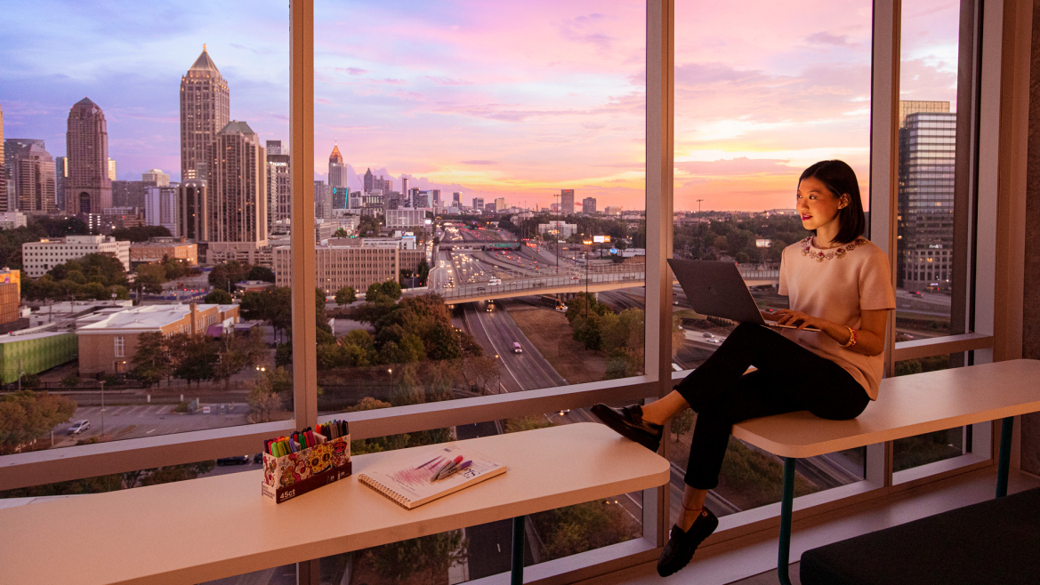 City, Cityscape, Urban, Person, Sitting, Adult, Female, Woman, Metropolis, High Rise