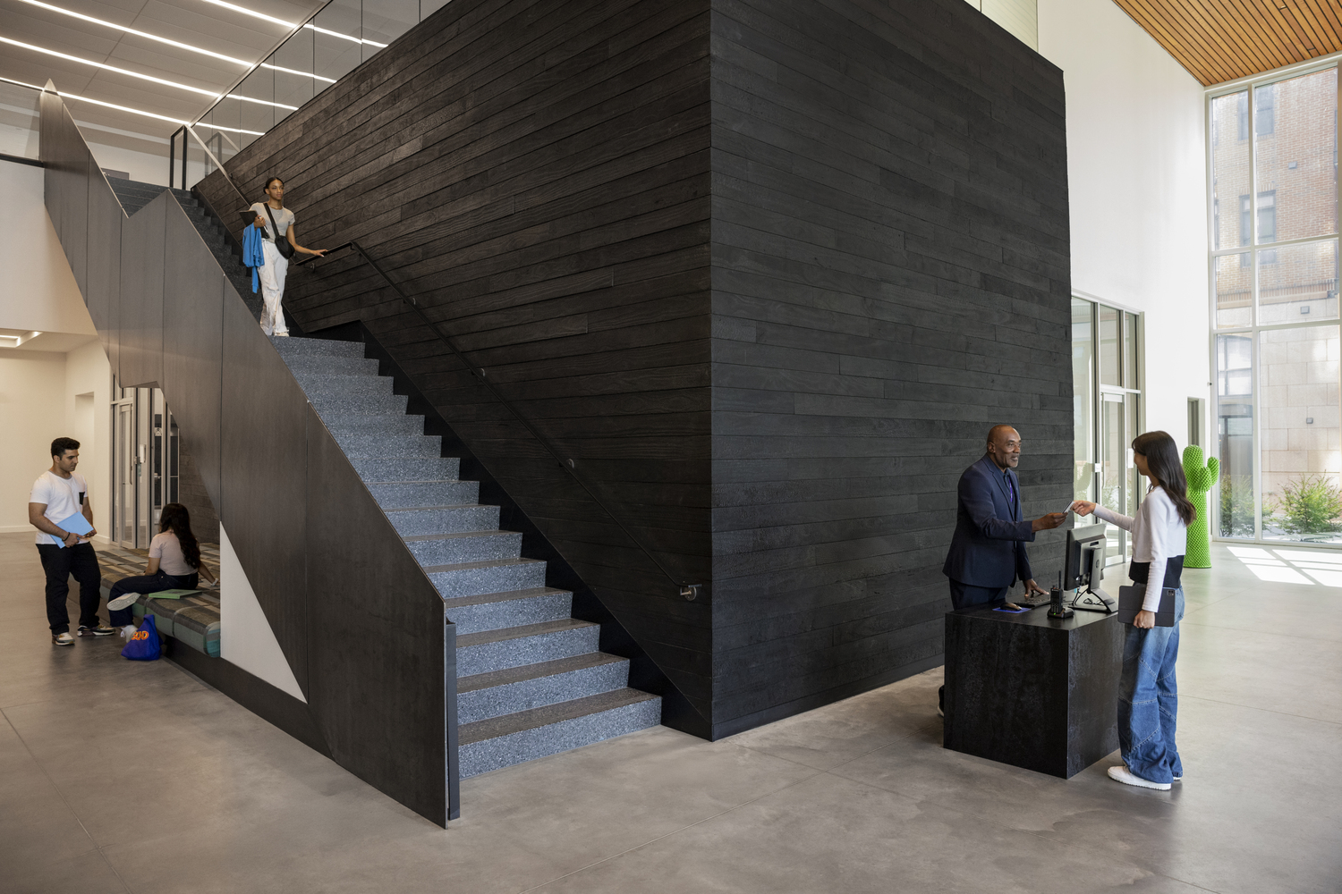 Indoors, Interior Design, Staircase, Handbag, Person, Shoe, Foyer, Adult, Male, Man