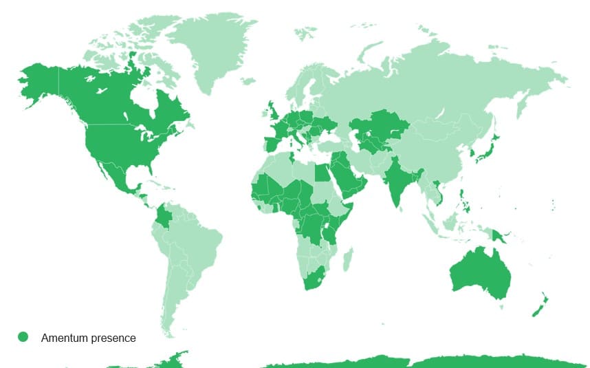 Note: Not all countries are represented in the above map.