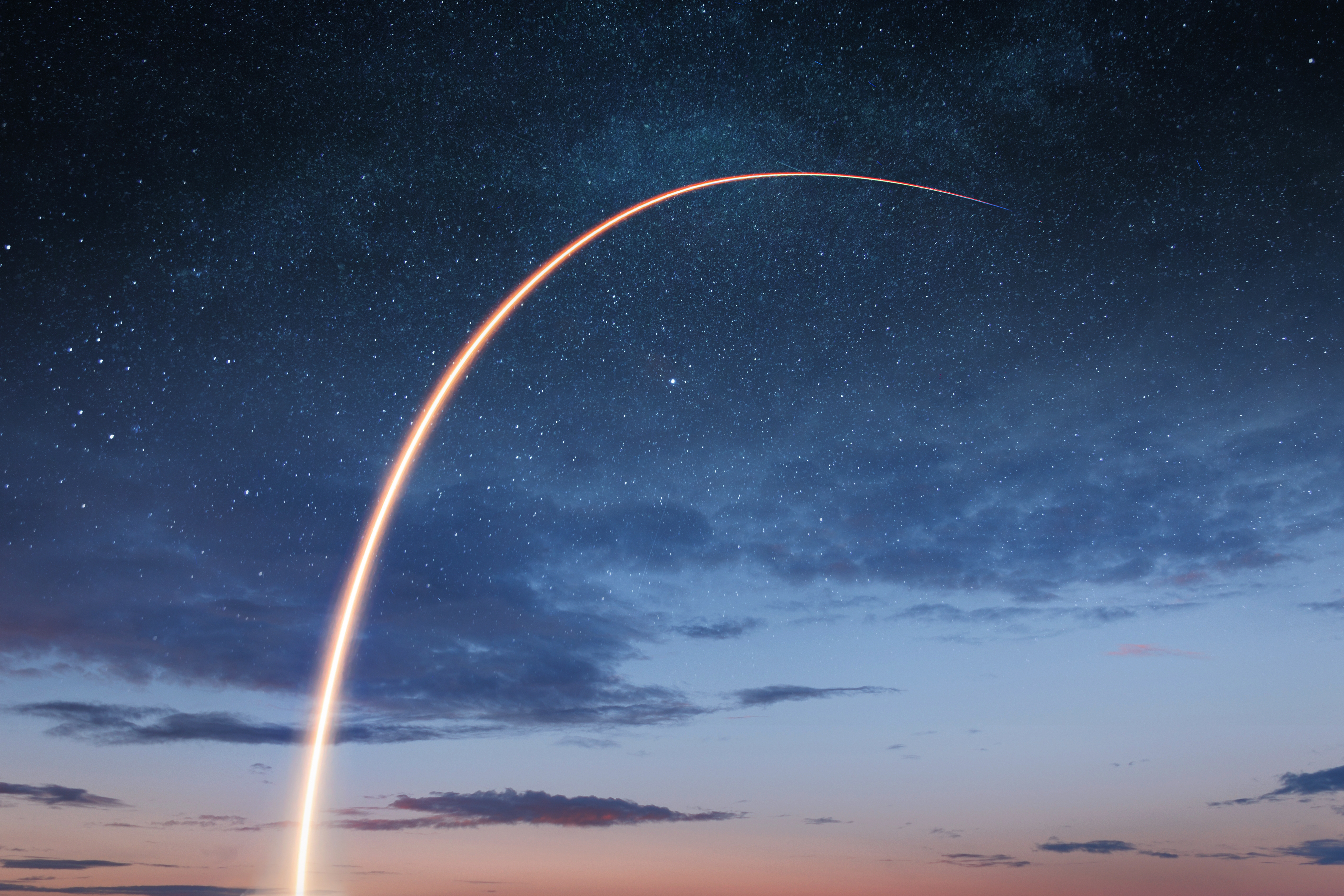 Nature, Outdoors, Sky, Night, Flare, Light, Rocket, Missile, Launch, Astronomy