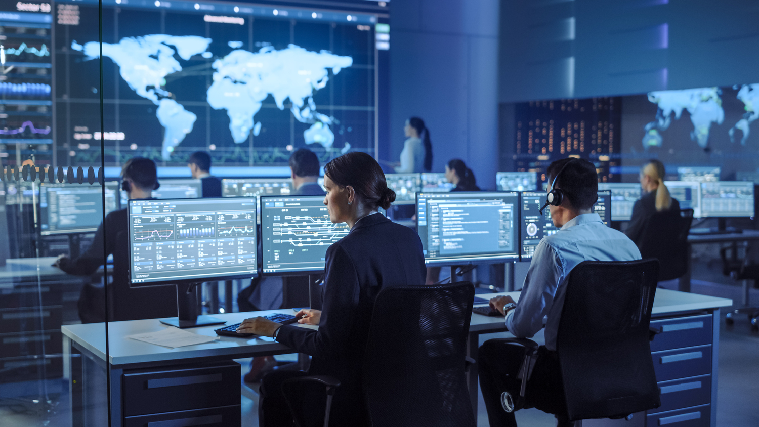 Adult, Female, Person, Woman, Chair, Male, Man, Screen, Desk, Monitor