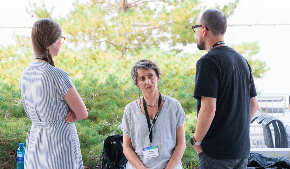 T-Shirt, Adult, Female, Person, Woman, Male, Man, Conversation, Face, People