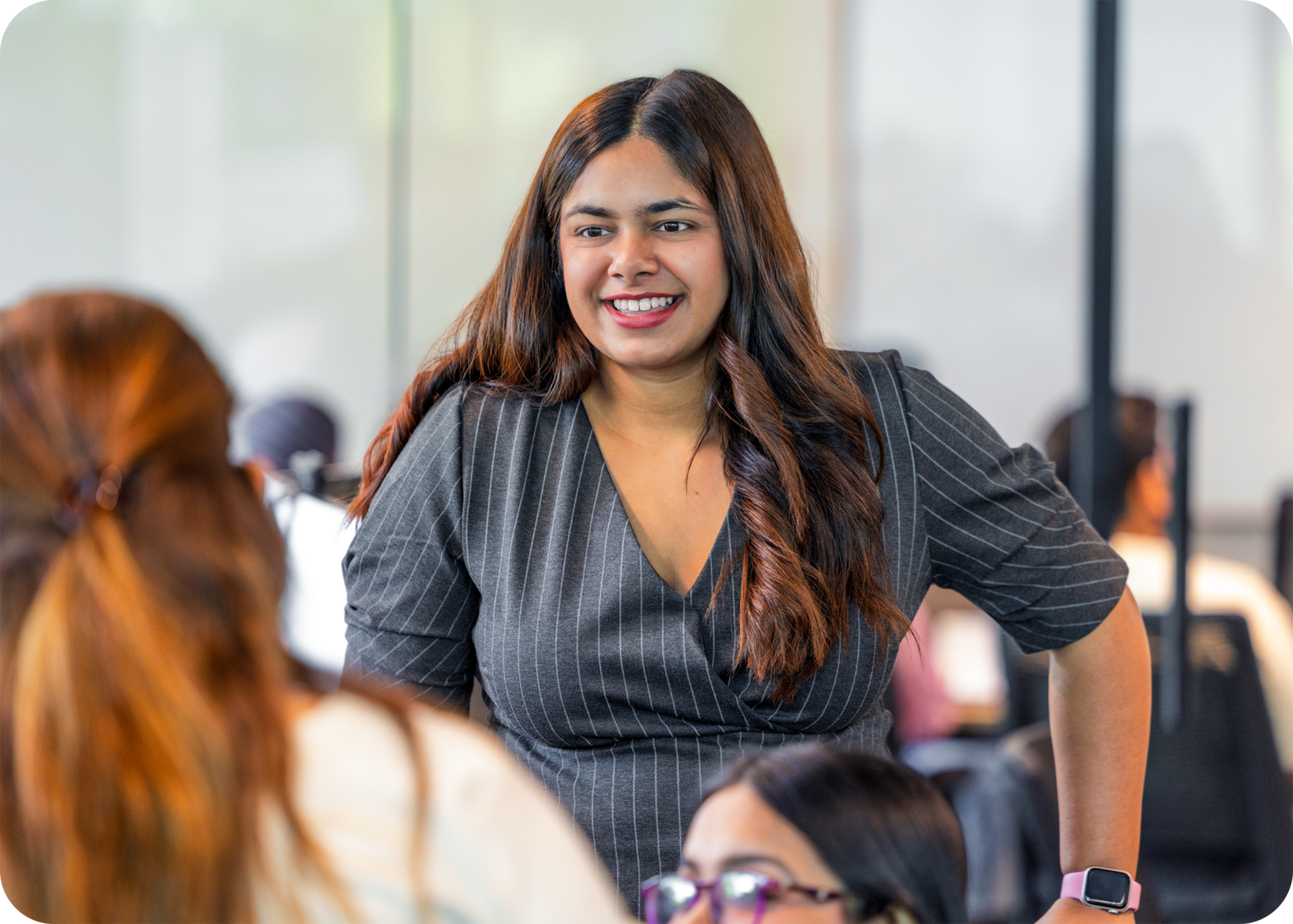 Face, Happy, Head, Person, Smile, Adult, Female, Woman, Glasses, Laughing