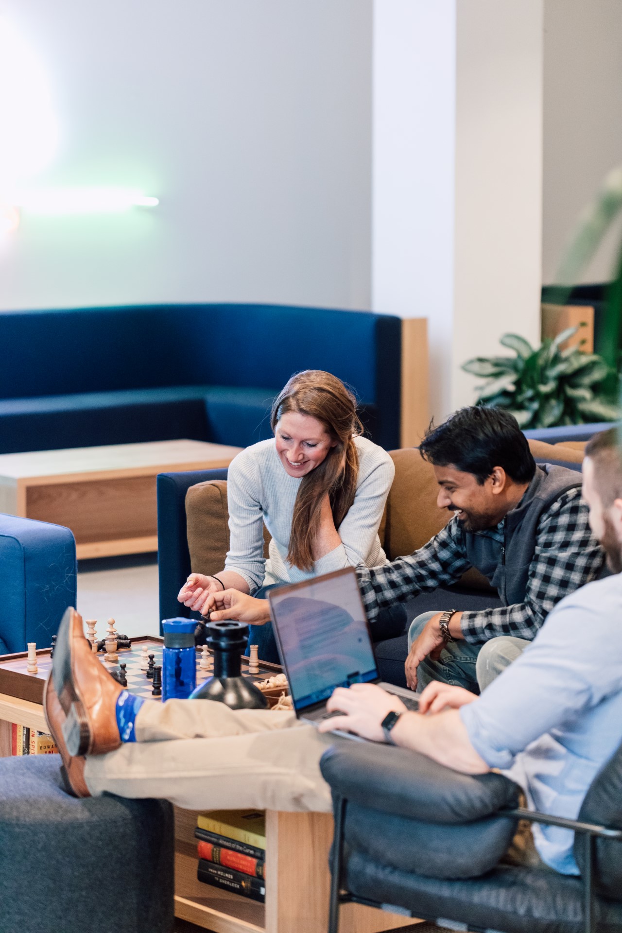 Couch, Furniture, Indoors, Living Room, Adult, Male, Man, Person, People, Conversation