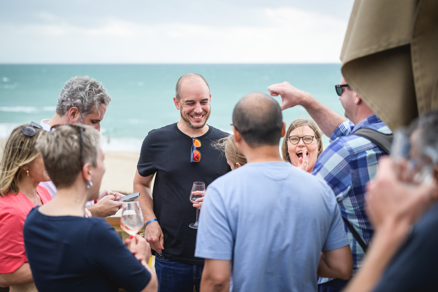 Head, Person, Face, Glasses, Happy, Laughing, Bracelet, Adult, Male, Man