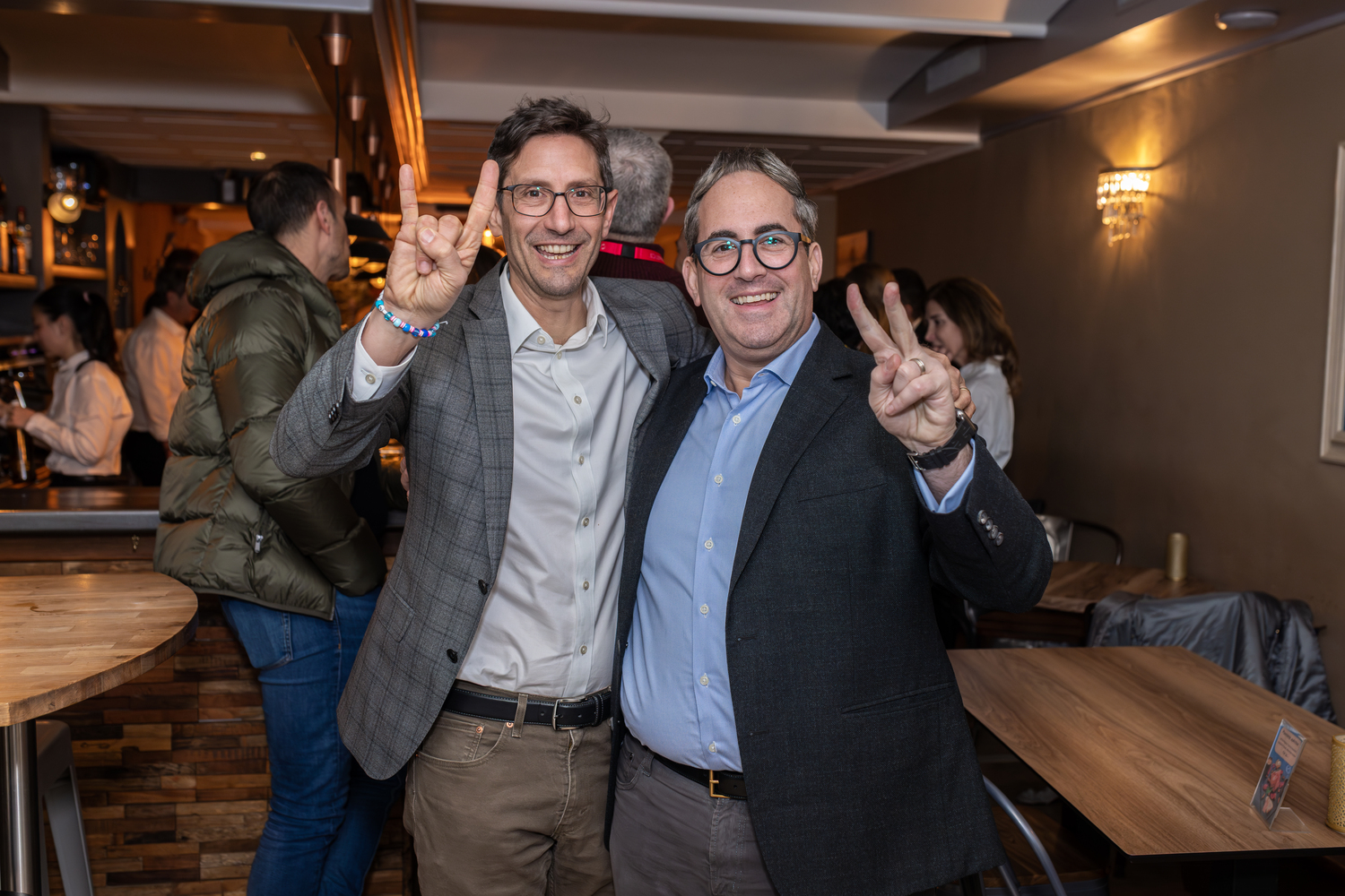 Plywood, Wood, Finger, Person, Coat, Ring, Pub, Glasses, Adult, Man