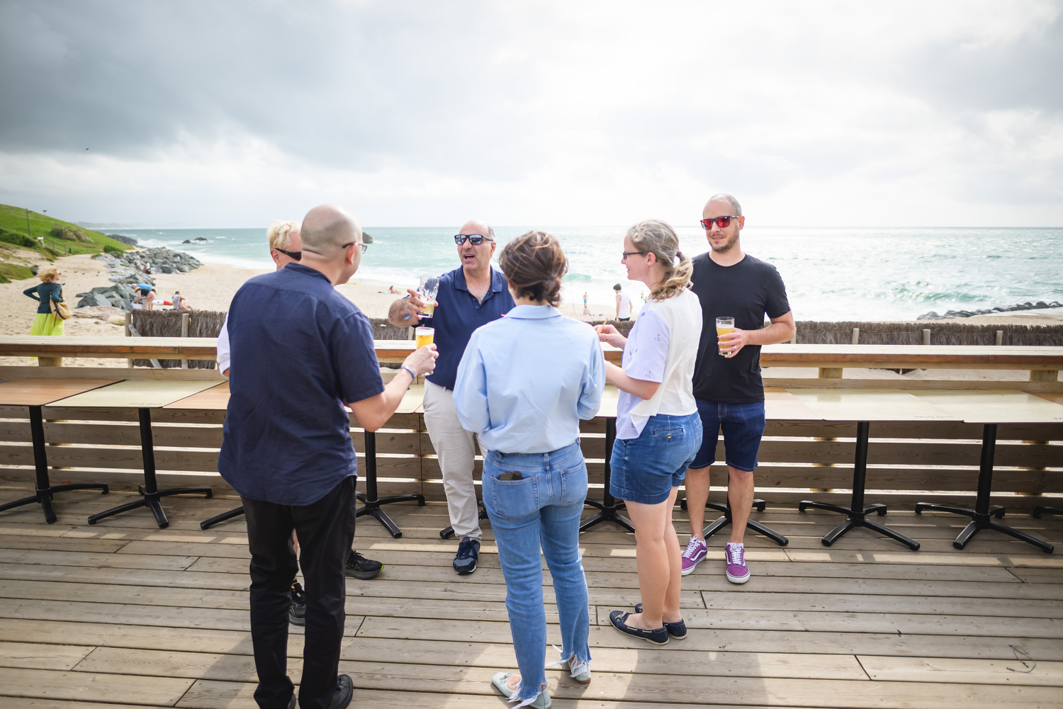 Waterfront, Pants, Shorts, Wood, Shoe, Cup, Glasses, Person, Plywood, Man