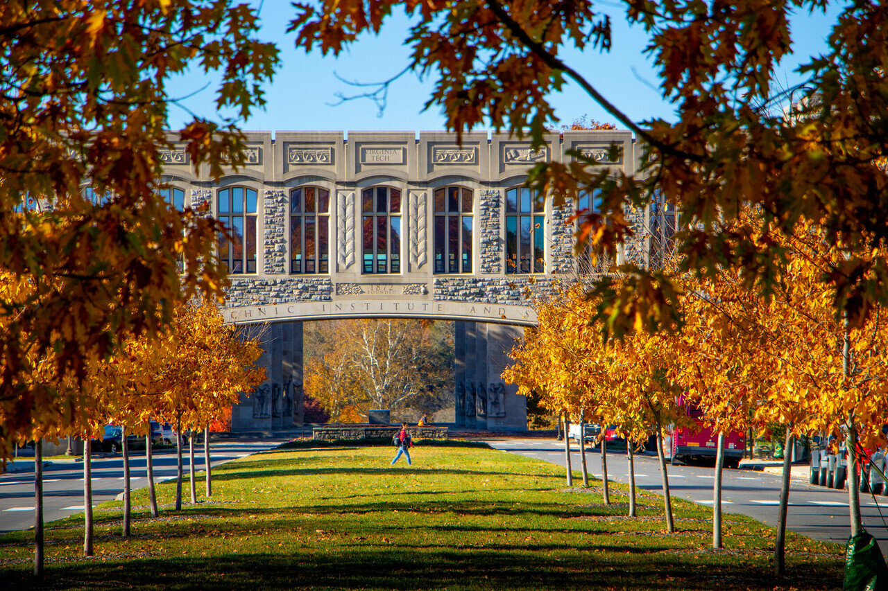 Torgenson Bridge on Virginia Tech's Blacksburg campus during the fall