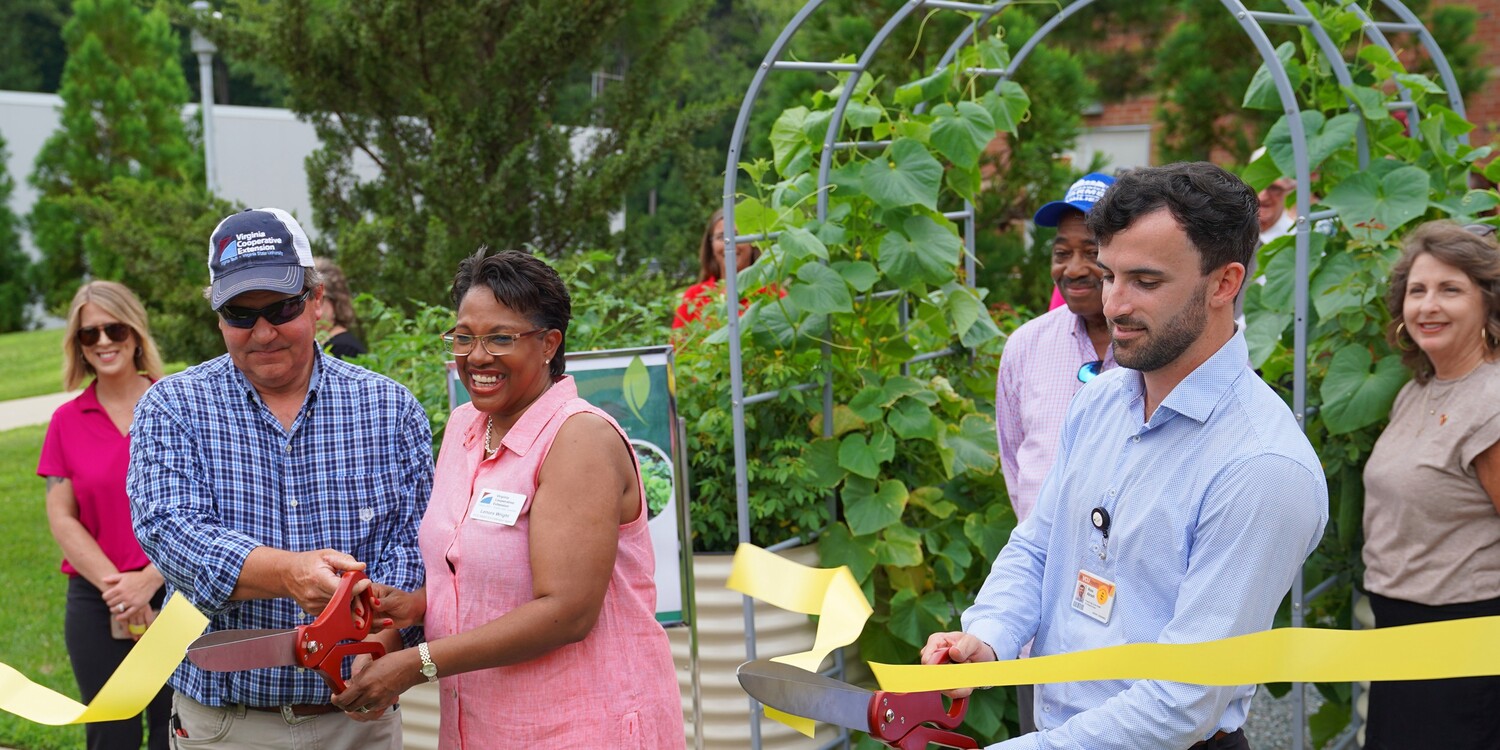 A ribbon-cutting ceremony at a community garden in South Hill, Virginia.