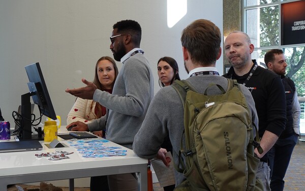 Table, Adult, Male, Man, Person, Backpack, Desk, Monitor, Screen, Glasses