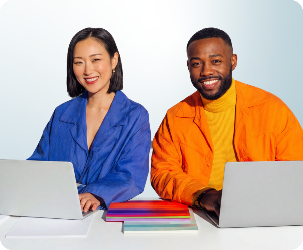 Adult, Female, Person, Woman, Male, Man, Head, Laptop, Face, Happy