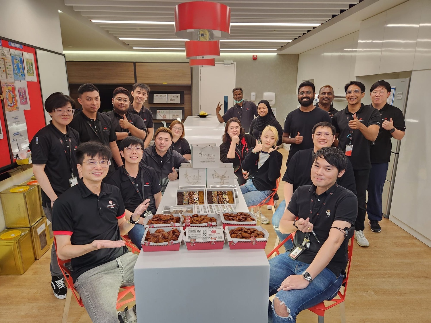 Yan with his team at lunch in our data center pantry