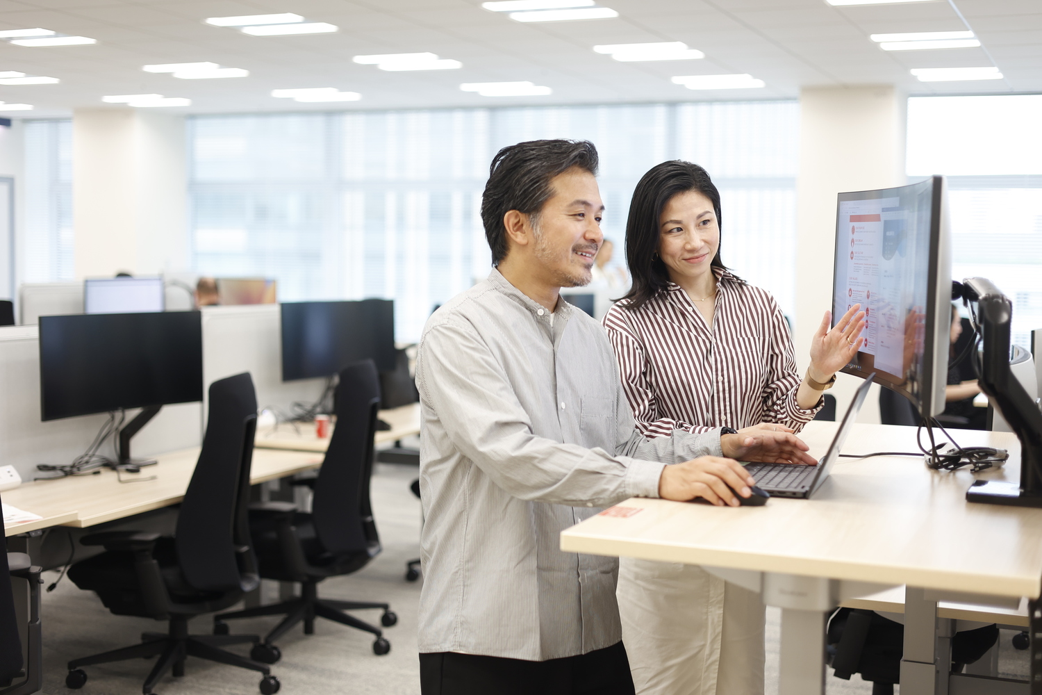 Furniture, Table, Adult, Female, Person, Woman, Chair, Desk, Male, Man