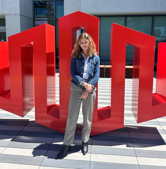 Haley in front of Equinix’s HQ in Redwood City
