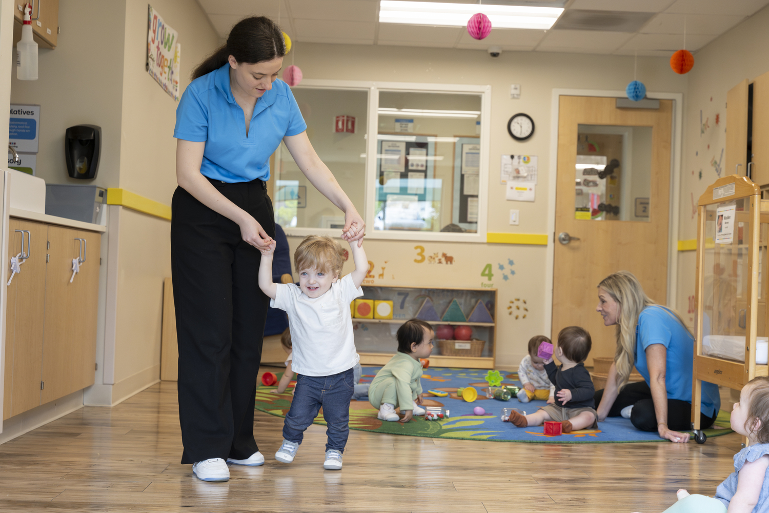 Kindergarten, Shoe, Wood, Adult, Female, Person, Woman, Flooring, Boy, Child