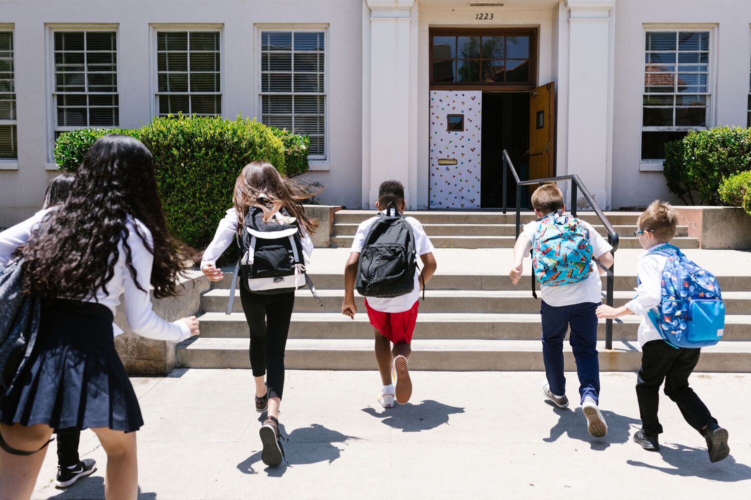 Backpack, Shoe, Person, Female, Girl, Teen, Boy, Child, Male, Walking