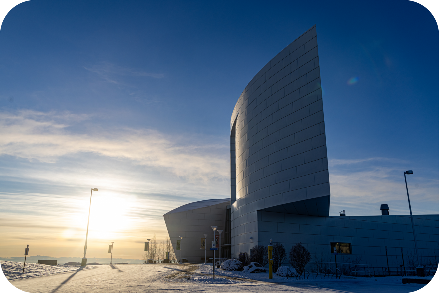 University of Alaska Fairbanks building, Museum of the North, in winter time. 