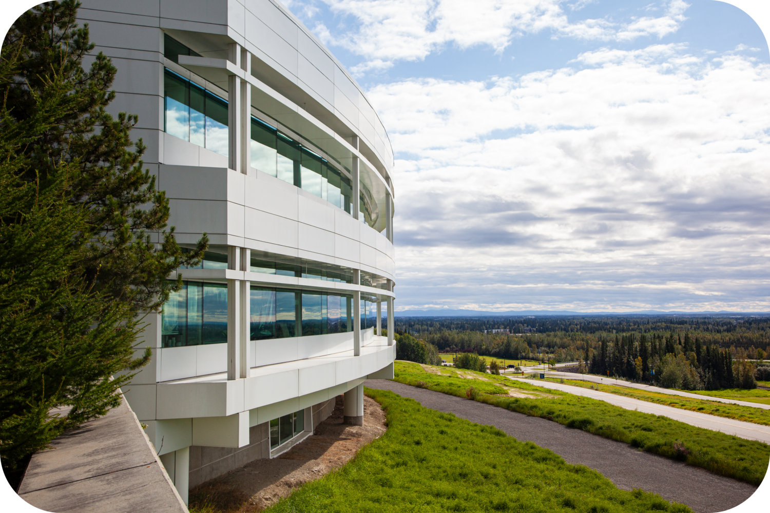 University of Alaska Fairbanks Butrovich building in summertime.  
