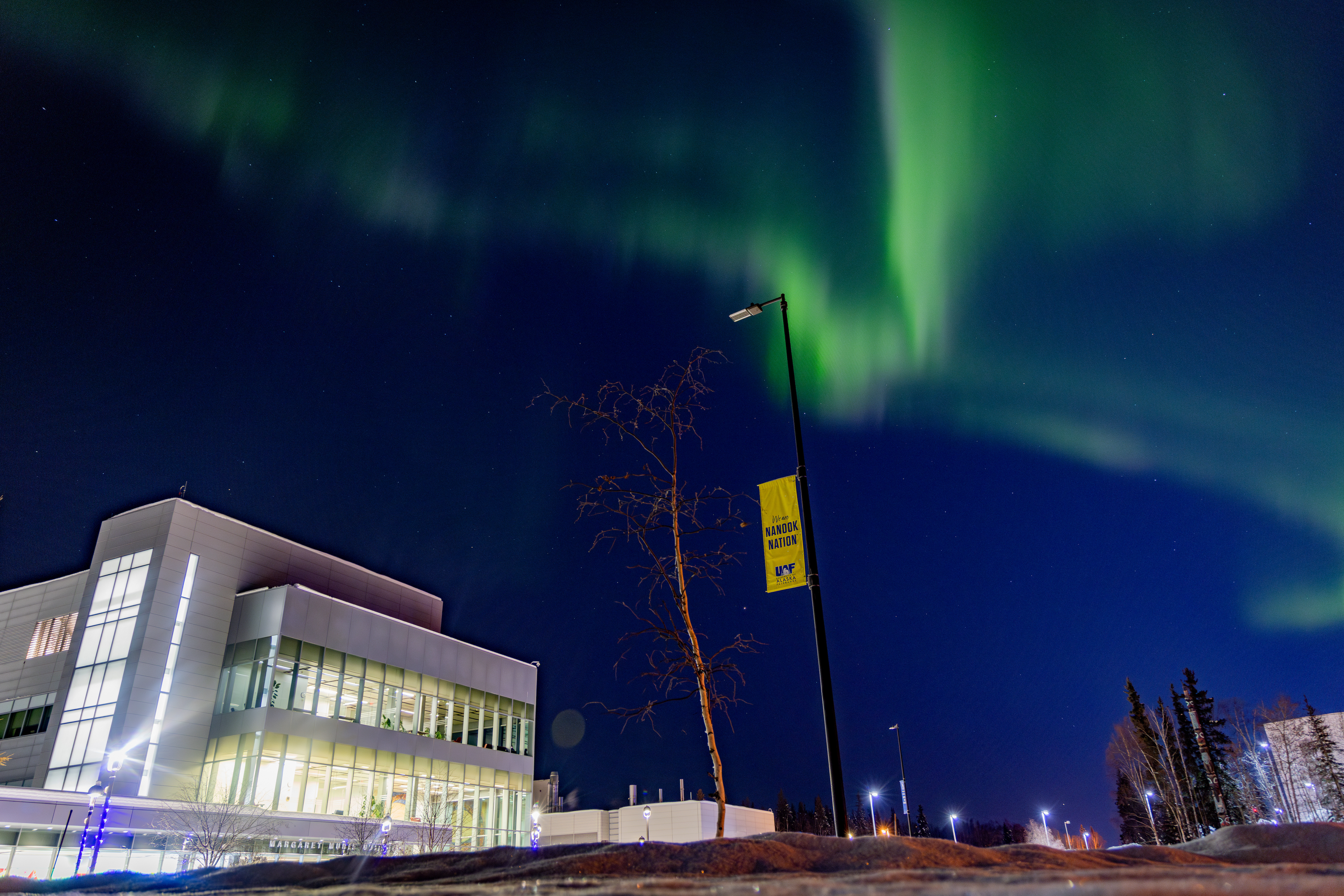 Nature, Night, Outdoors, Sky, Architecture, Building, Office Building, Aurora, Urban
