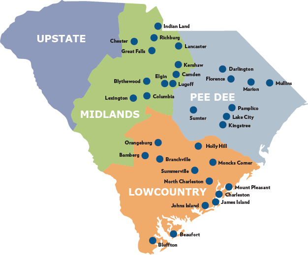 MUSC Health Primary Care Locations Map