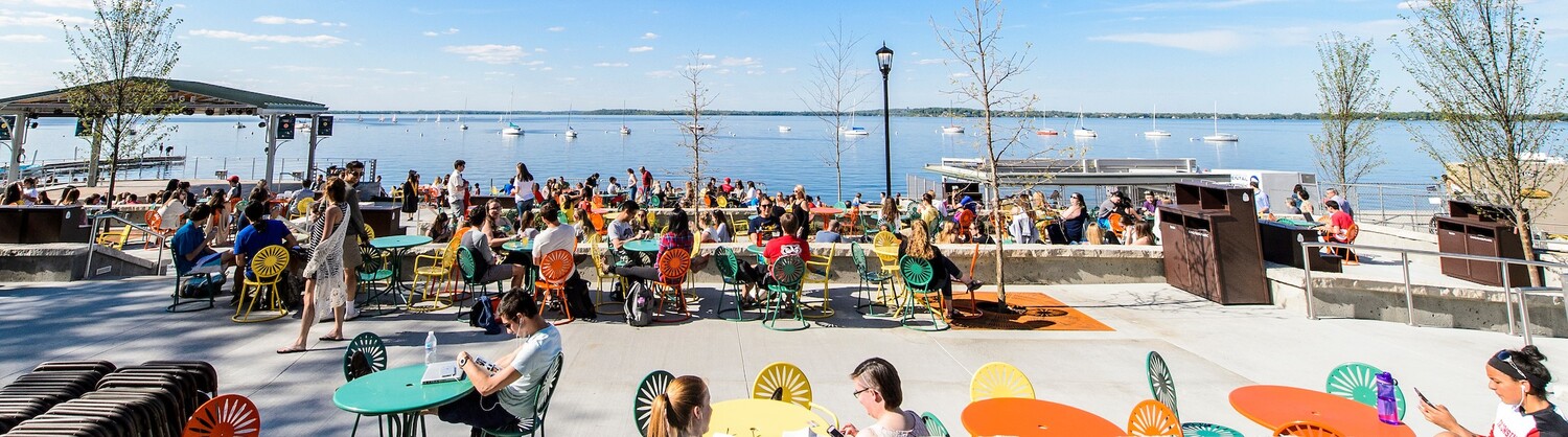 People at the Memorial Union Terrace