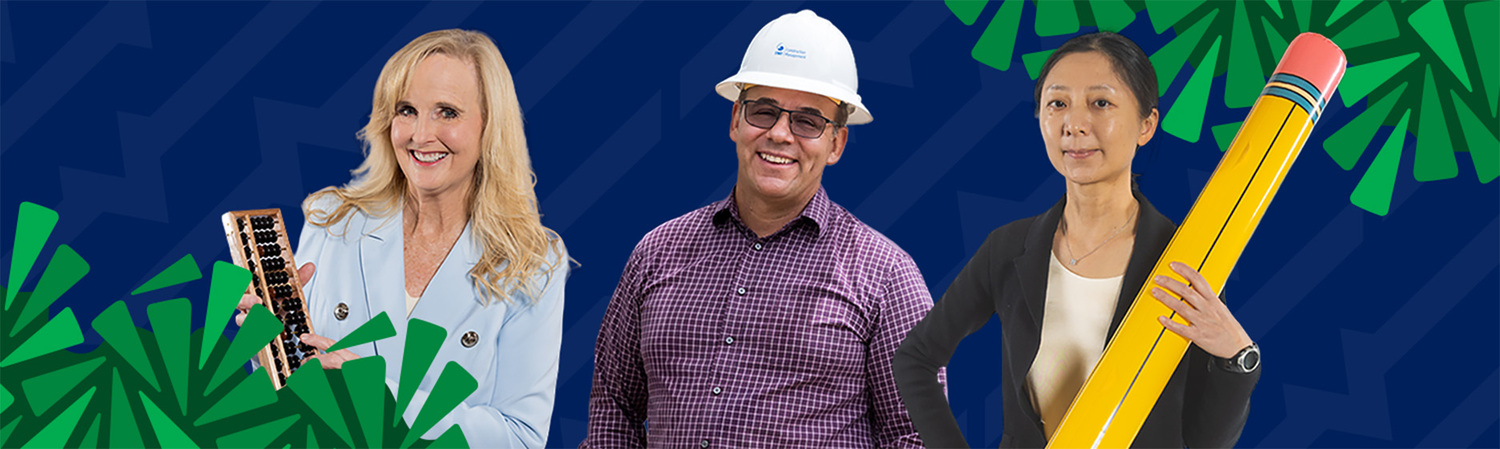 Picture of faculty members with UWF branding overlay to the photo