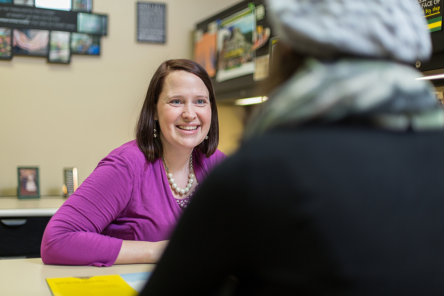 Adult, Female, Person, Woman, Face, Head, Smile, Long Sleeve, Sweater, Library