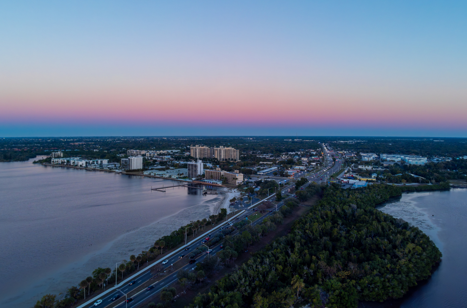 Outdoors, Building, Cityscape, Urban, Road, Aerial View, Water, Nature, Bridge, Sea