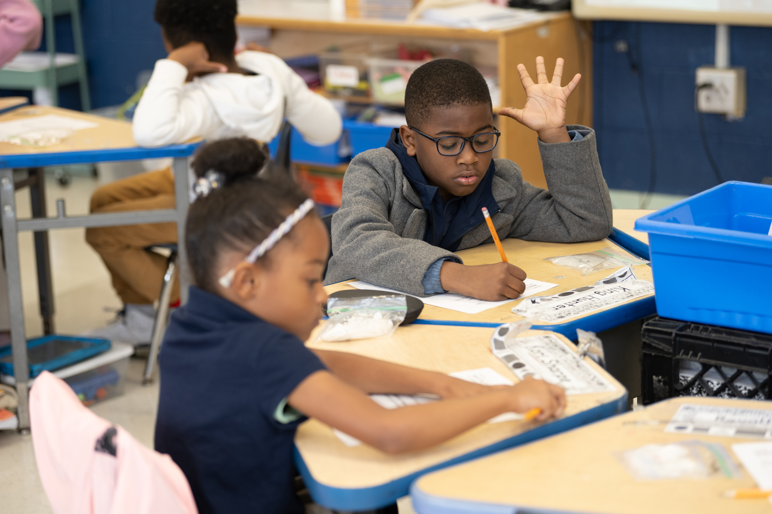 Glasses, Boy, Child, Male, Person, Box, Student, School, Chair, Desk