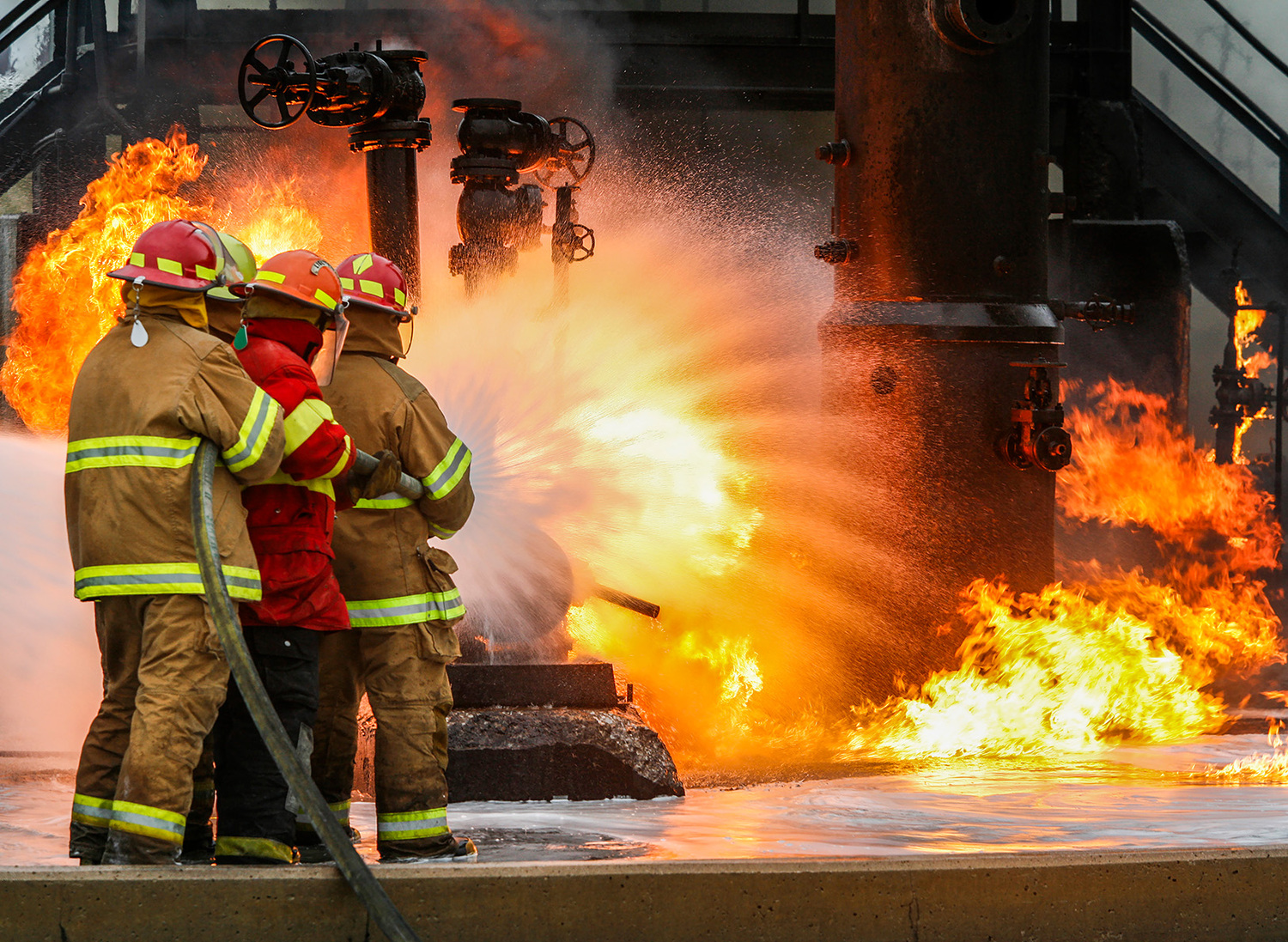 Adult, Male, Man, Person, Fire, Helmet, Machine, Wheel, Extinguishing Fire