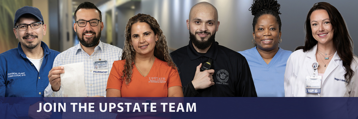 Image of smiling employees. Banner text: Join the Upstate Team! Forbes 2025 Best Employers