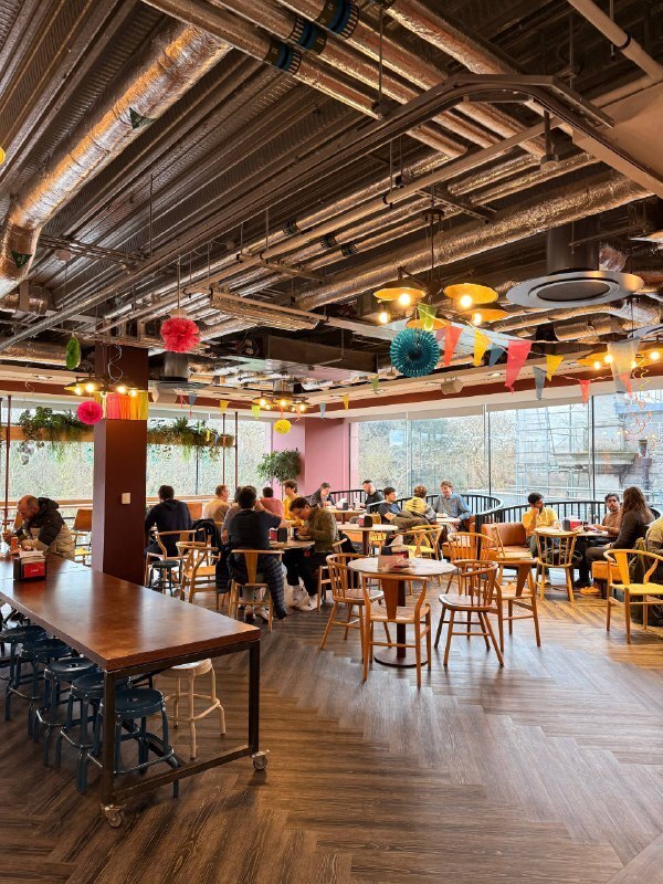 Indoors, Restaurant, Cafeteria, Urban, Person, Furniture, Adult, Male, Man, Lounge