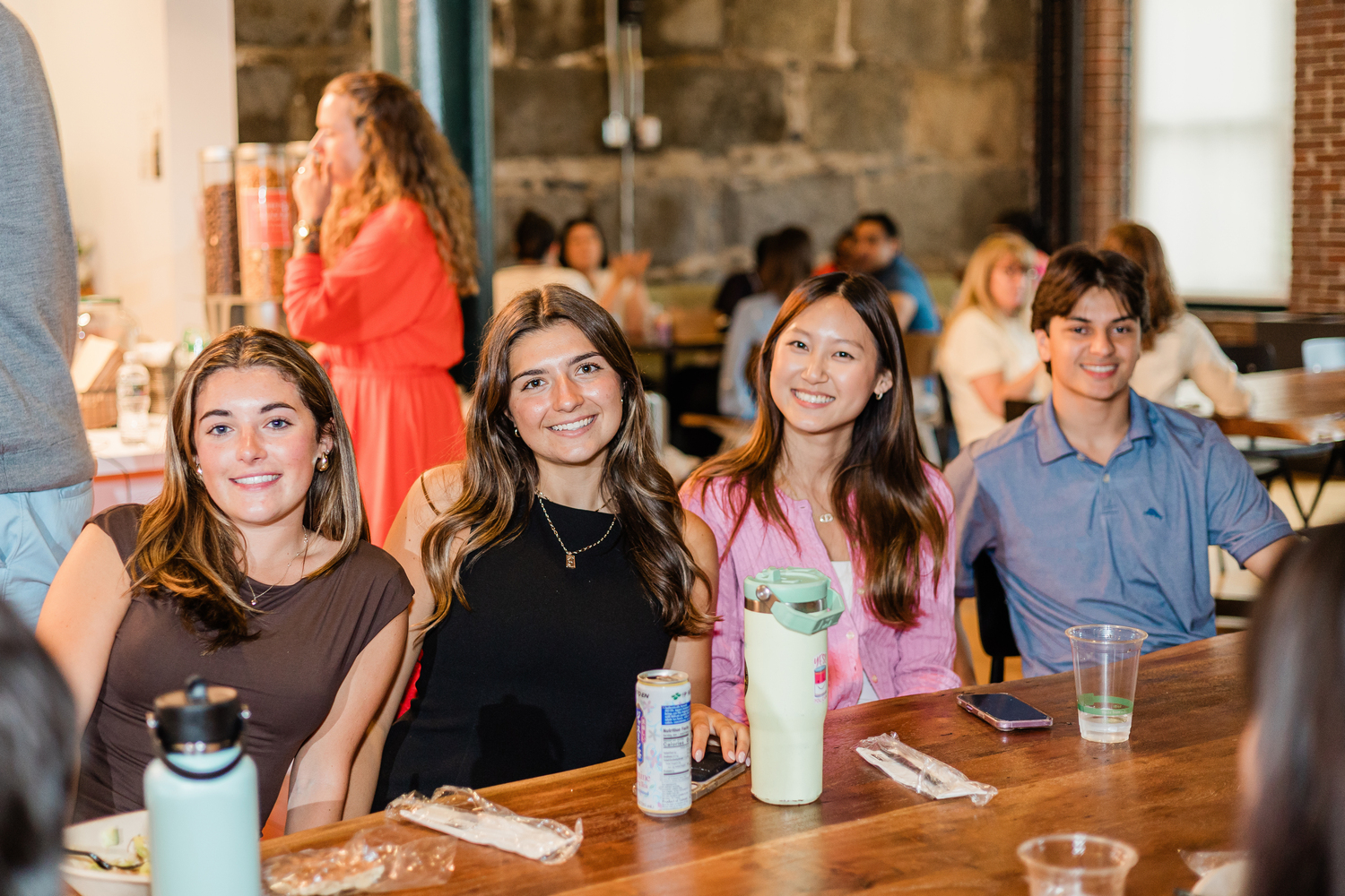 Adult, Female, Person, Woman, Happy, Smile, Mobile Phone, Necklace, Restaurant, Cup