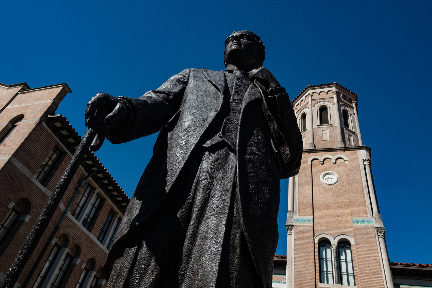 Clock Tower, Adult, Male, Man, Person, Coat, Monument, Face, Head, Spire