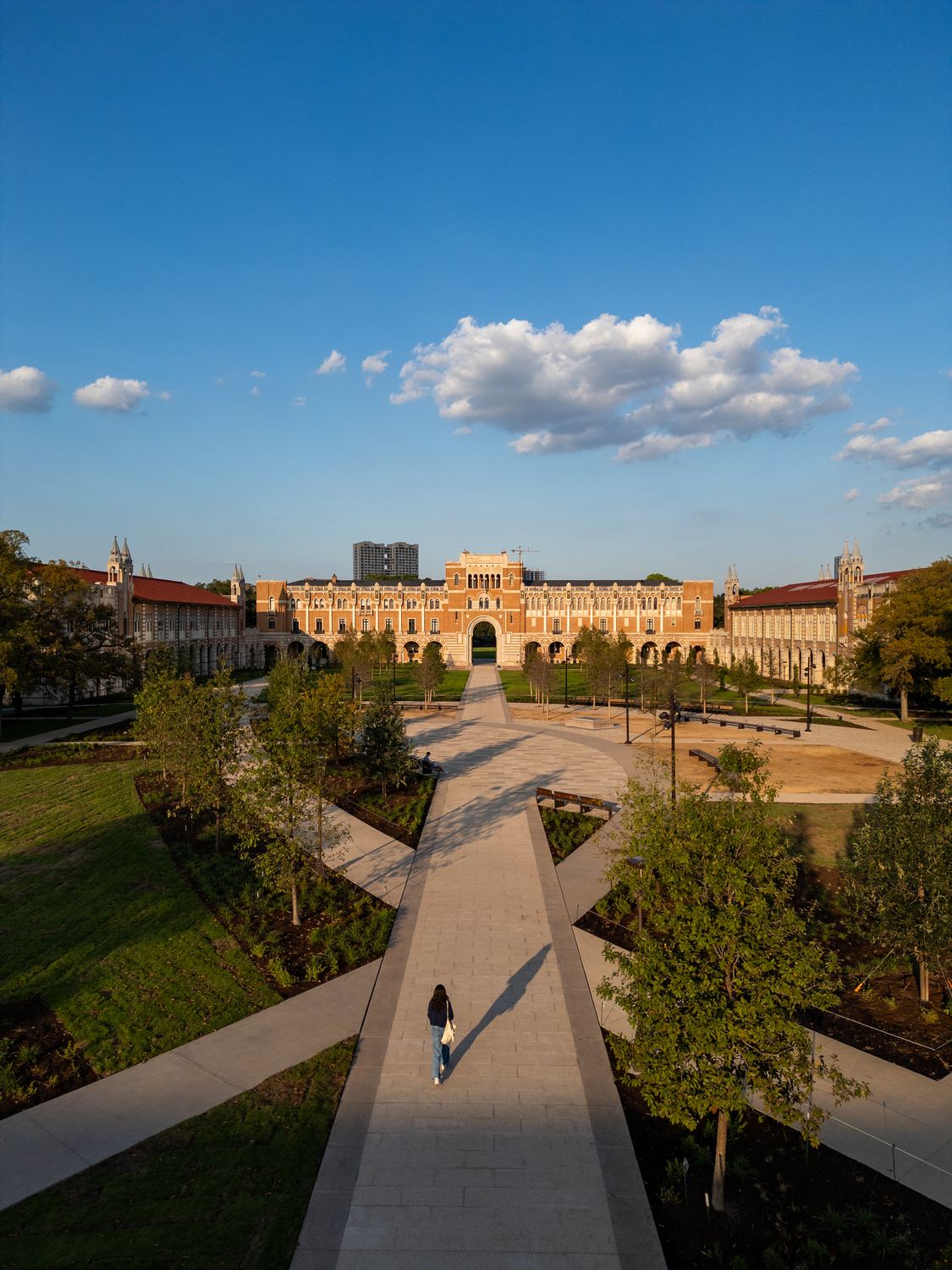 Path, Walkway, Building, Campus, Sidewalk, Flagstone, Person, Handbag, Urban, City